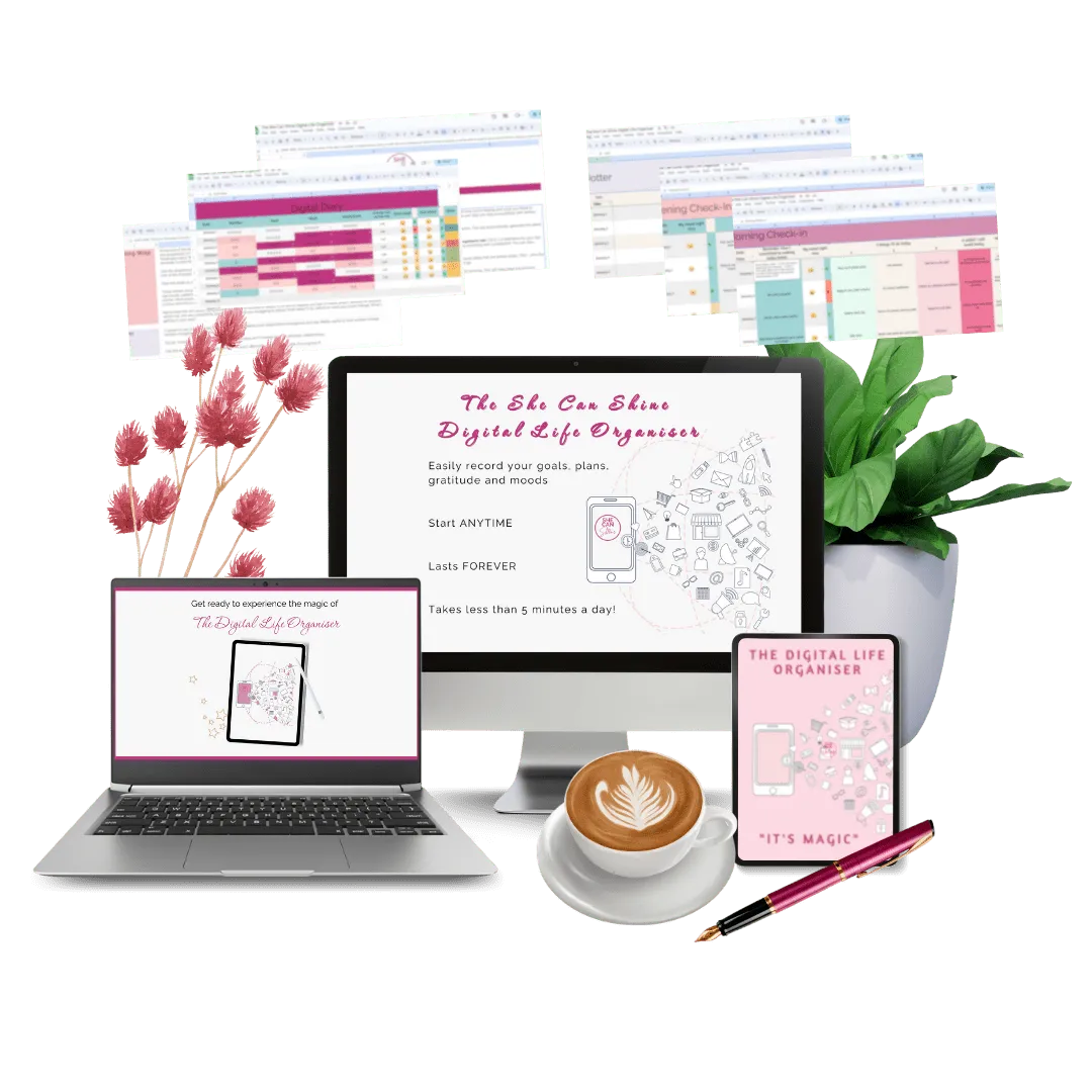 Caroline James. Spiritual Entrepreneur for Women. She Can Shine. Digital Life Organiser. Diary. Planner. To do List. Gratitude. Easy and Ready to Use Spreadsheet. 