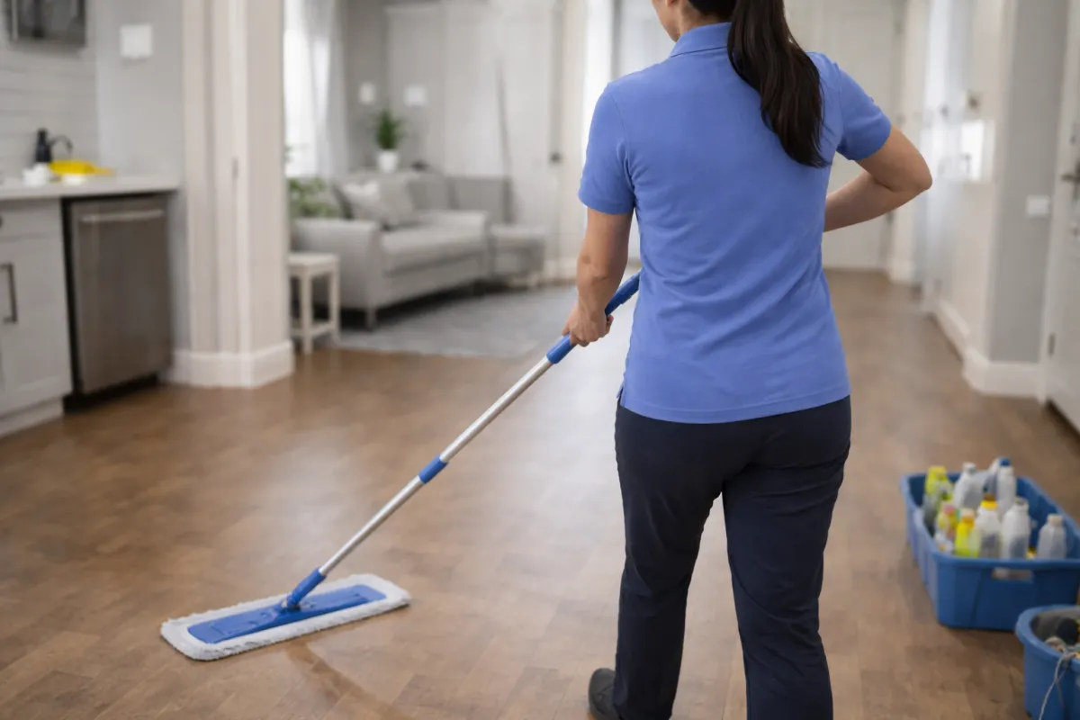 professional cleaner mopping the floor