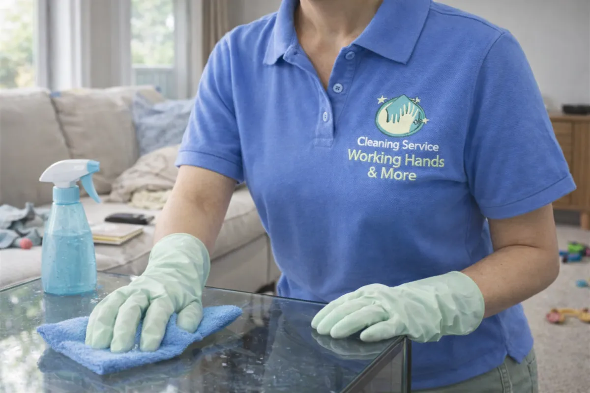 professional cleaner wiping the table