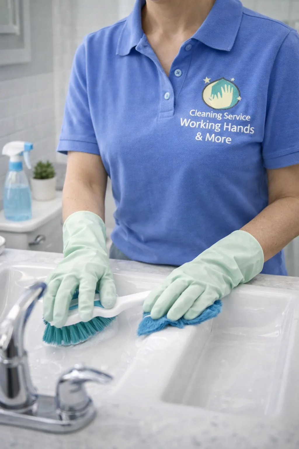 professional cleaner cleaning sink