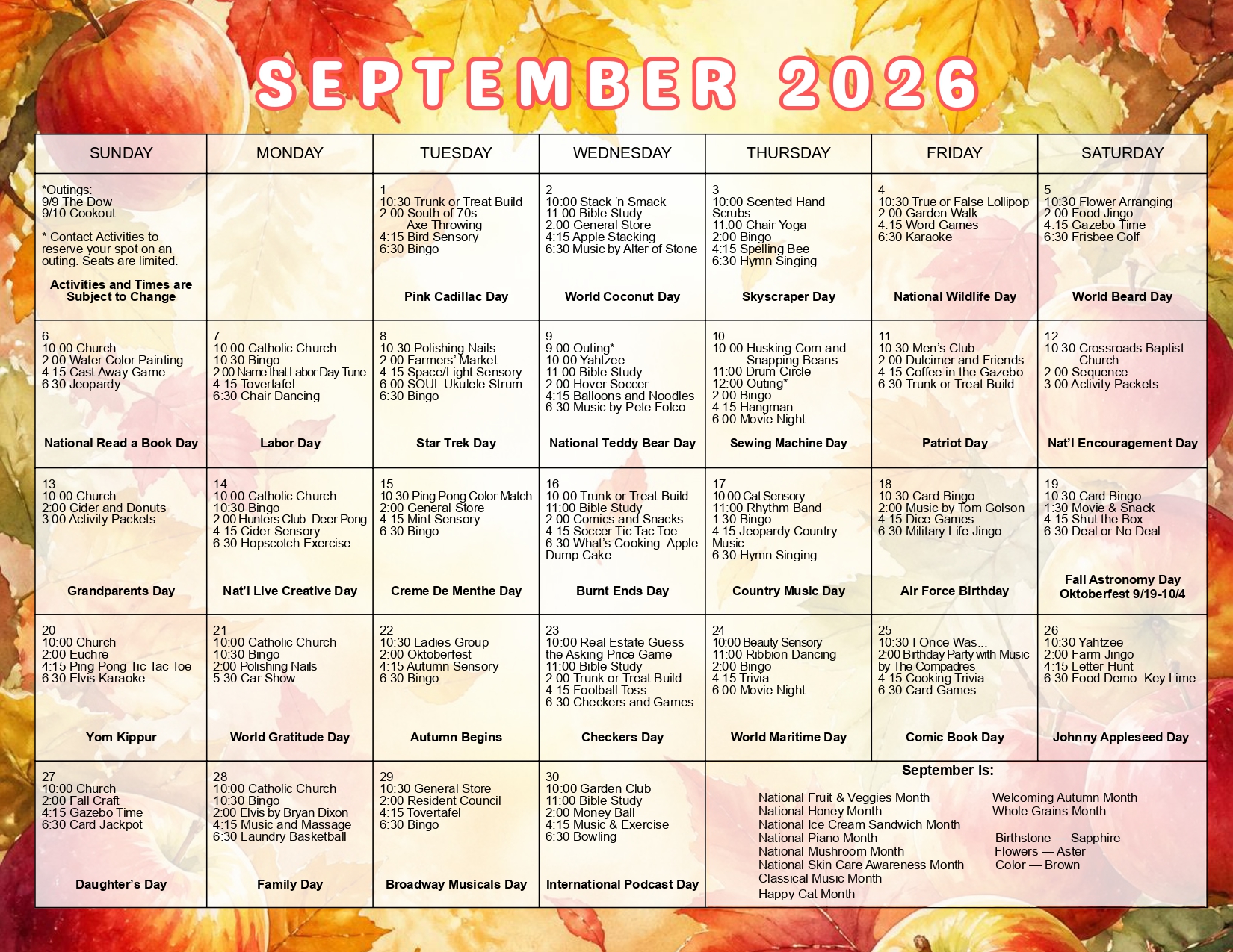 Current month calendar image