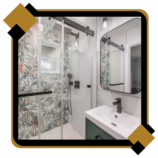 Modern bathroom renovation in Menlo Park CA with clean finishes