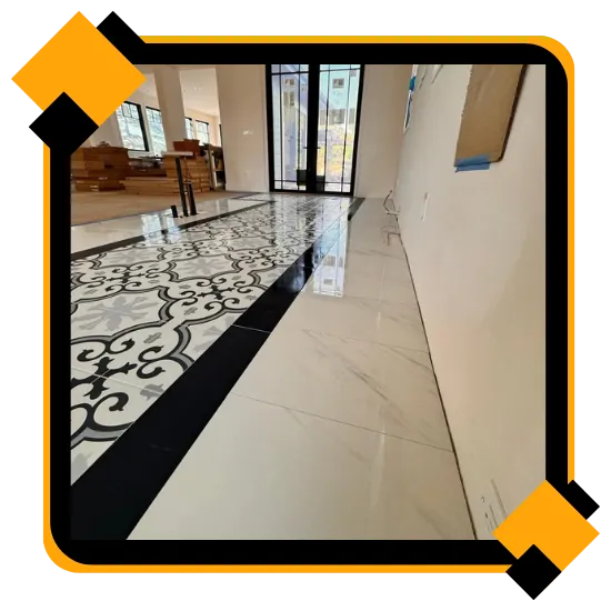 Tile flooring in Menlo Park kitchen with clean finished edges