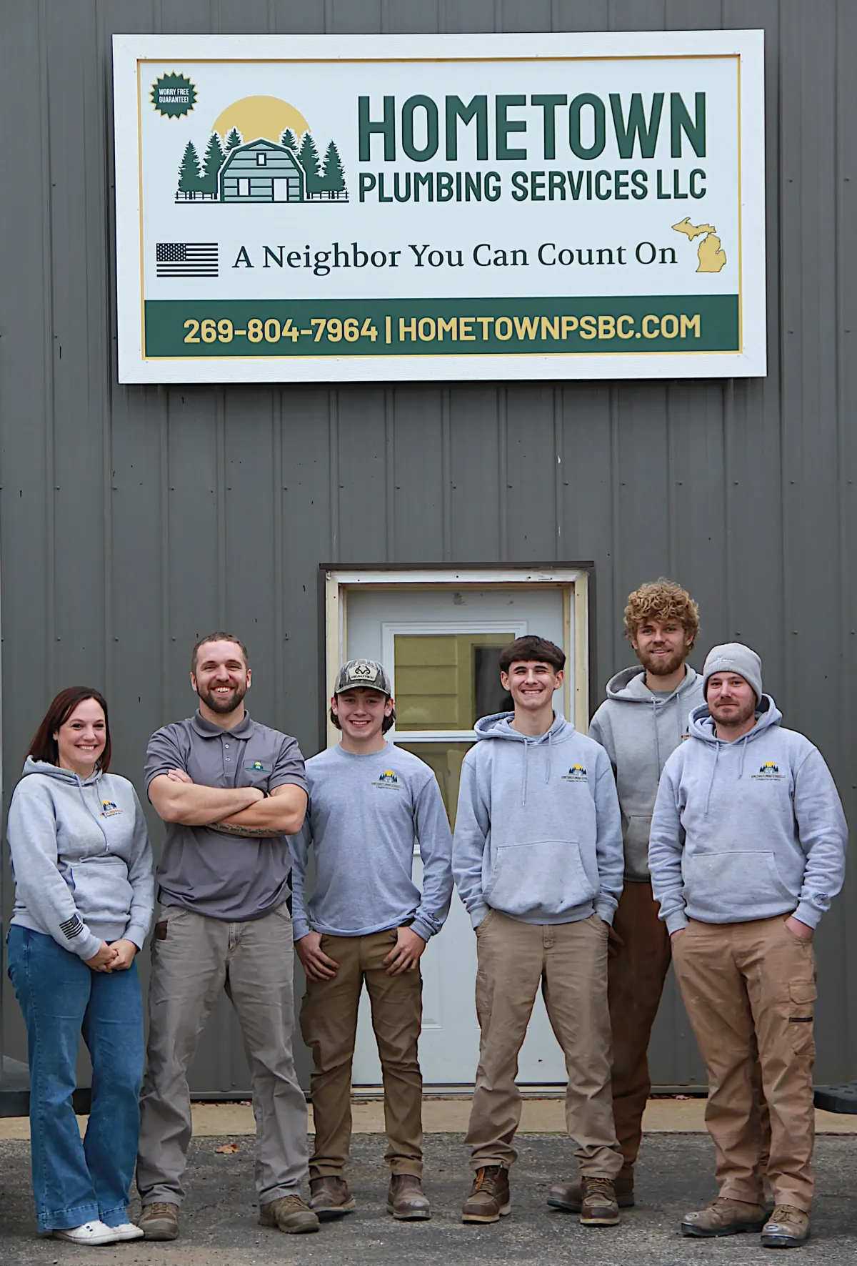 The professional team of licensed plumbing specialists at Hometown Plumbing Services LLC serving Hastings, Caledonia, and Wayland.