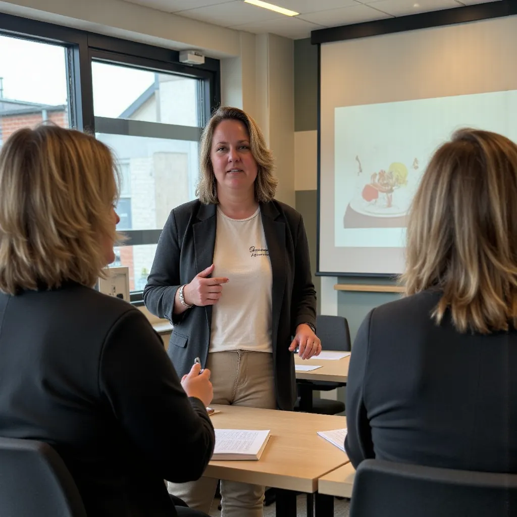 Trainer voor de groep voor een training verzuim voor leidinggevenden