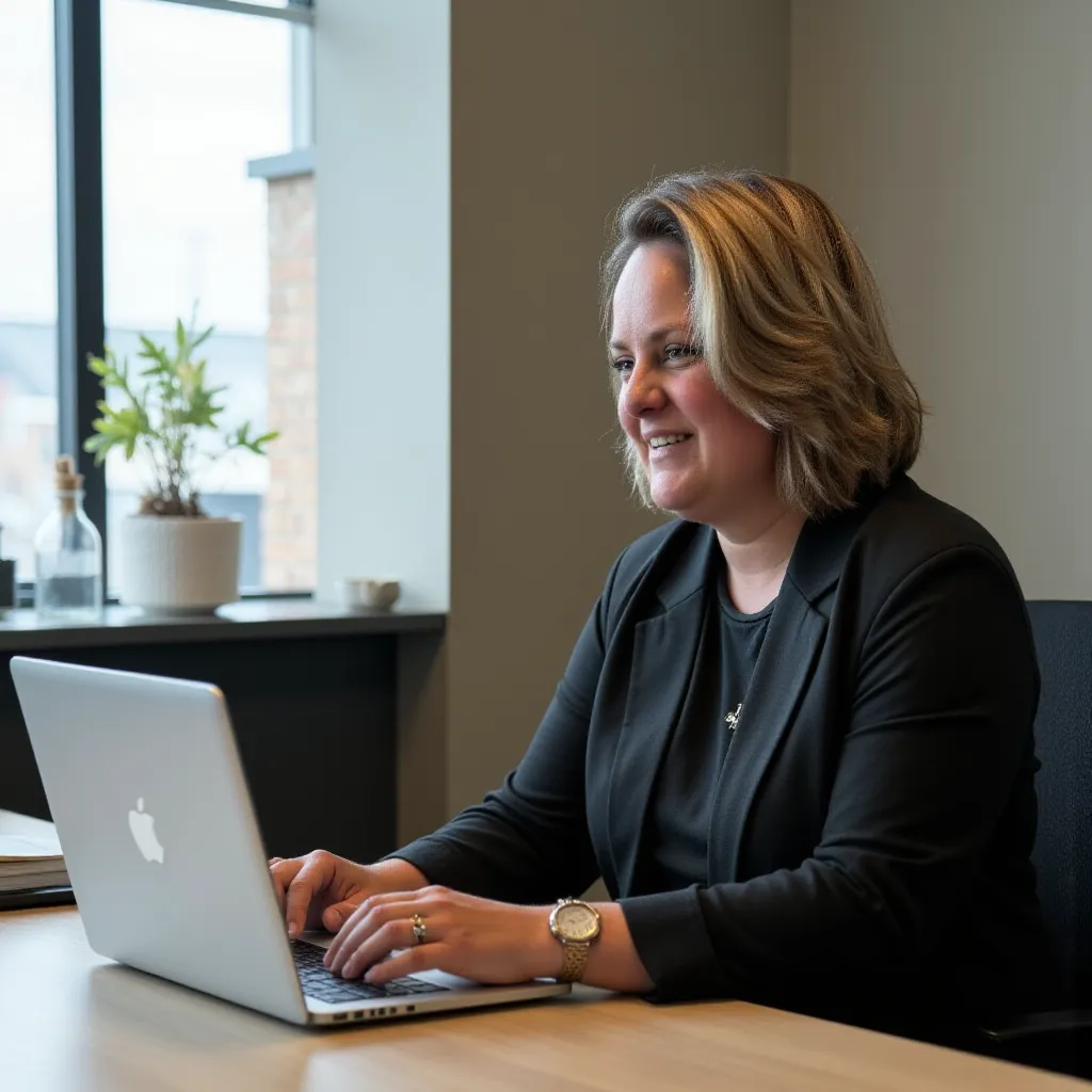 HR-manager bekijkt het  digitaal Arbo Handboek op latop