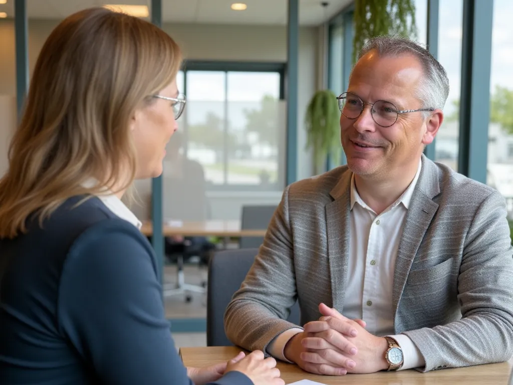 Casemanager in gesprek met medewerker