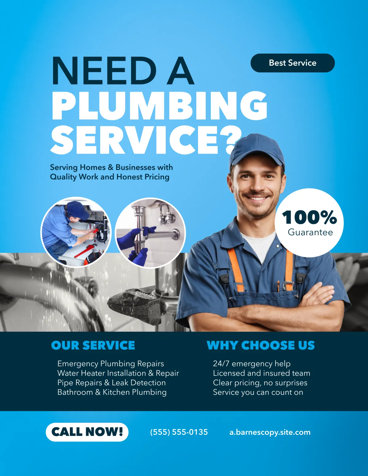 Sample social media post design for a plumber