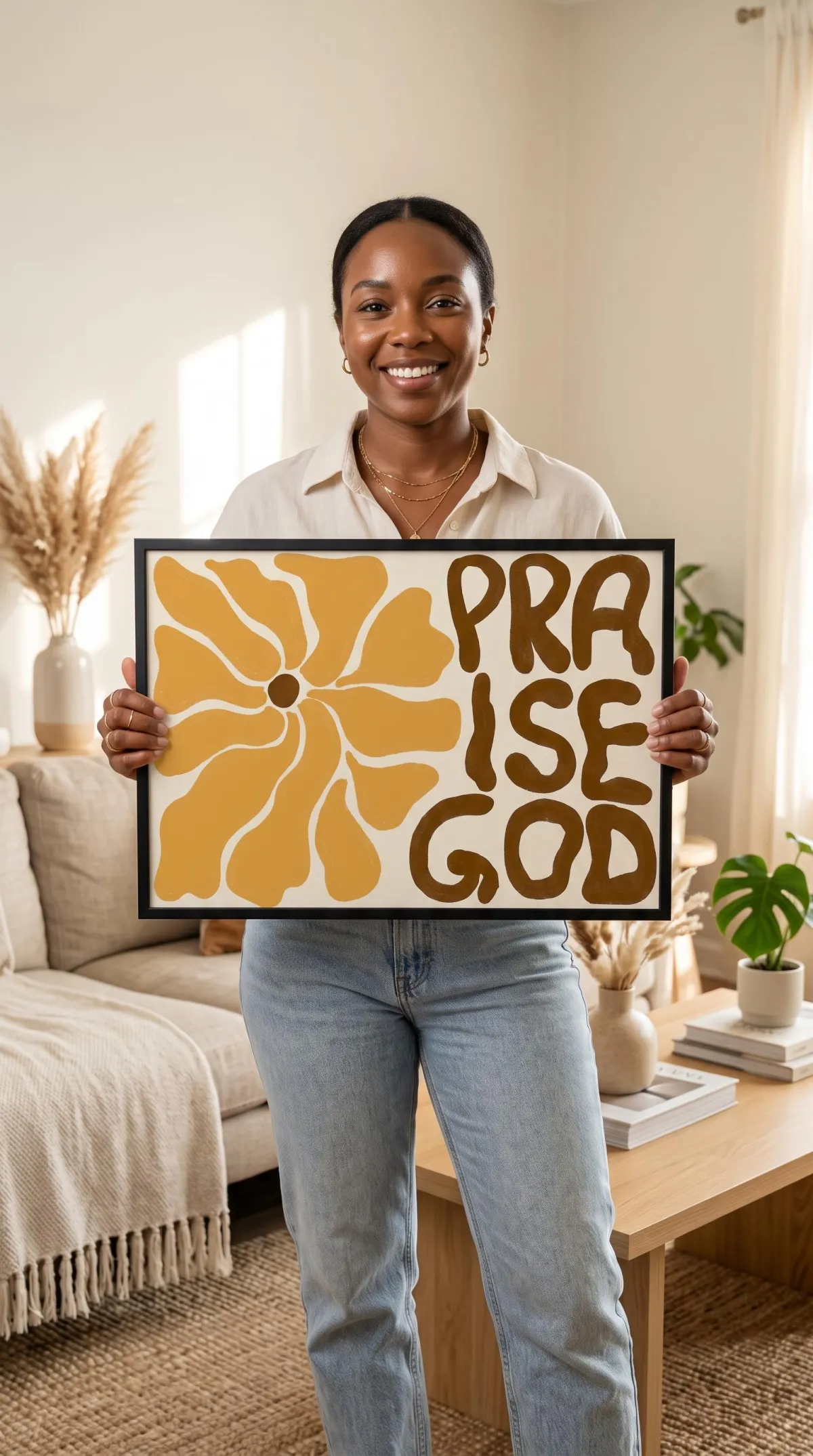 Close crop of the golden flower detail from the Praise God artwork