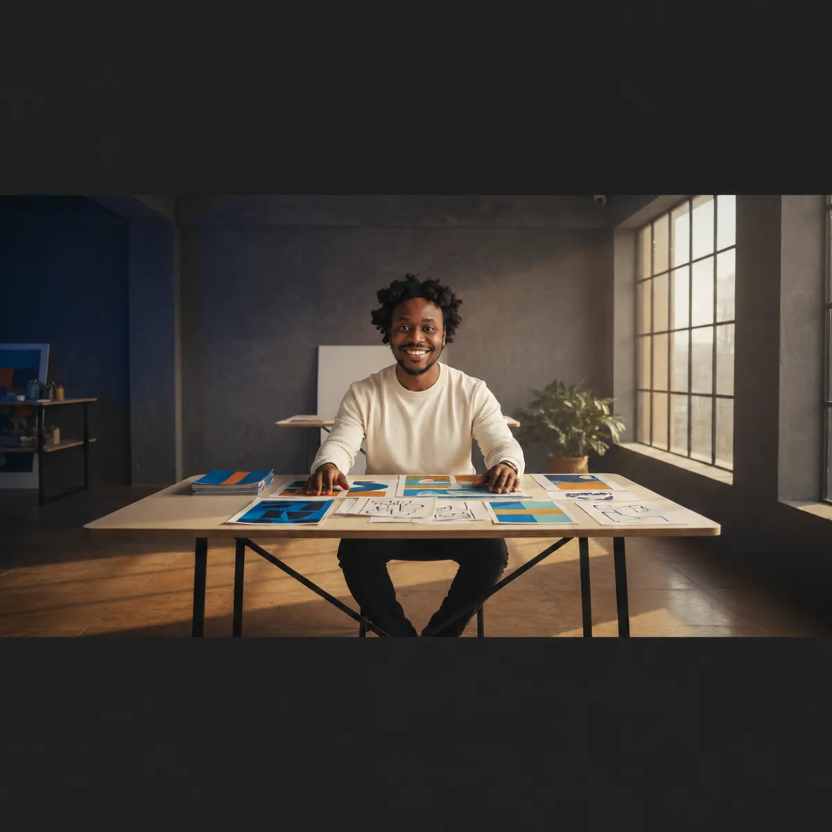 Anthony working in his independent UK creative studio