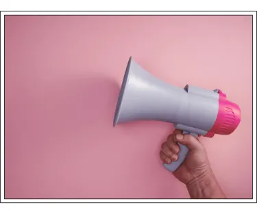 A person holding a megaphone, emphasising the importance of amplifying a message.