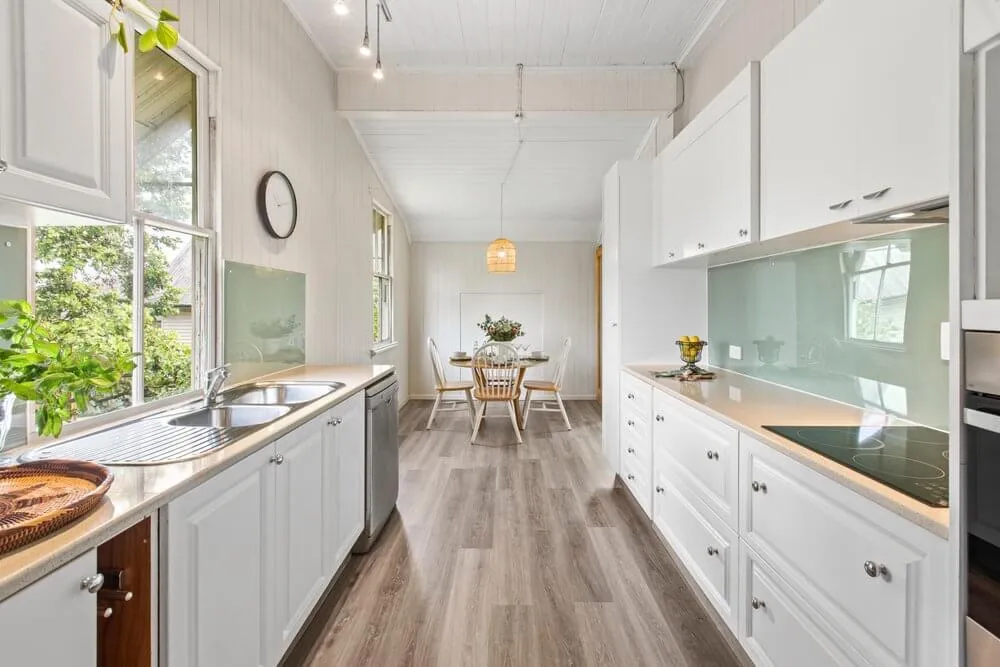 Kitchen photo showing the aesthetic of a newly renovated queenslander style property.