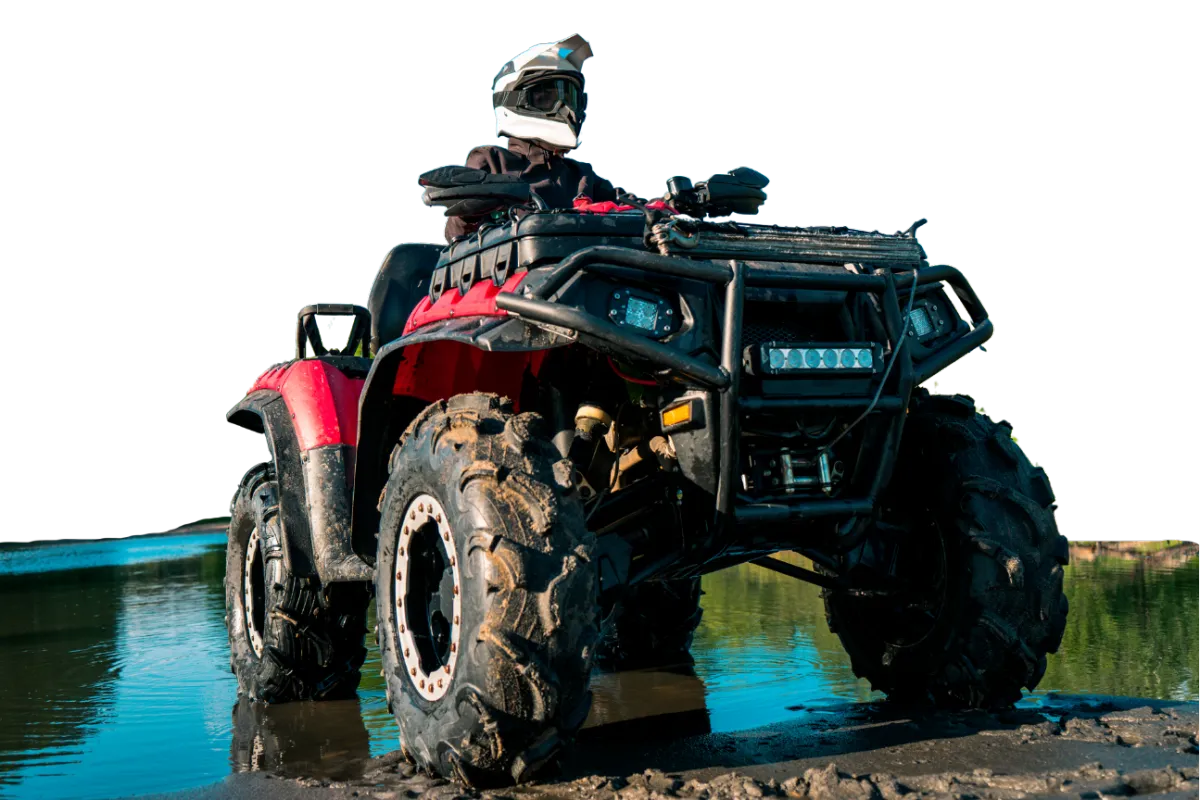 ATV Cutout of rider in a river