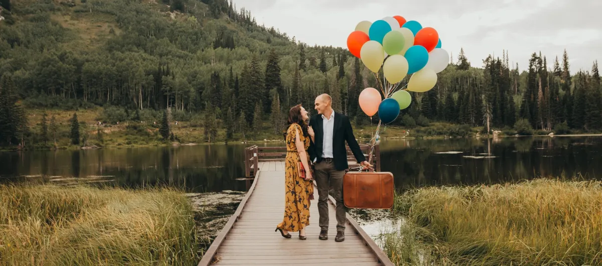 Silver Lake proposal in Big Cottonwood Canyon with alpine lake and mountain reflections