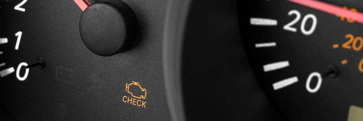 Check engine light illuminated on dashboard, indicating diagnostic service needed - Brilliant Auto Care.