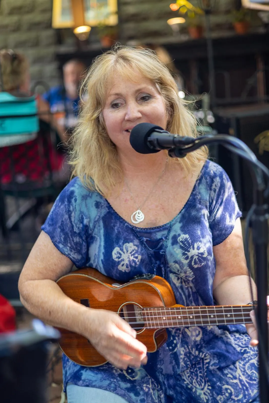 Tish Brown playing ukulele
