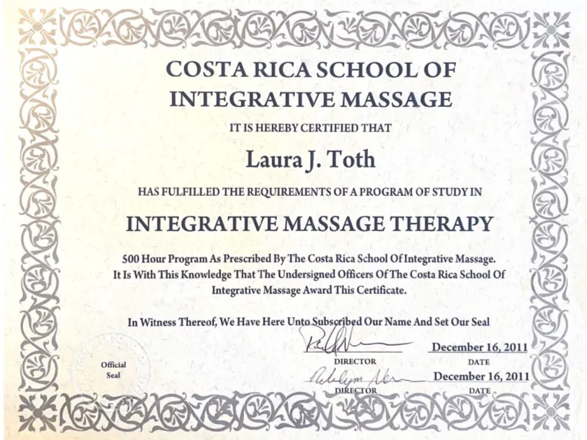 Laurie Toth's Integrative Massage Therapy Diploma