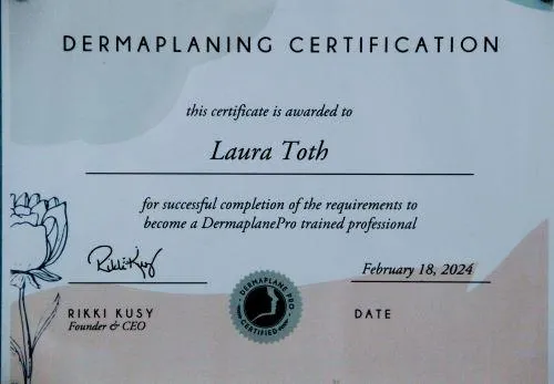 Laurie Toth's Dermaplaning Certification