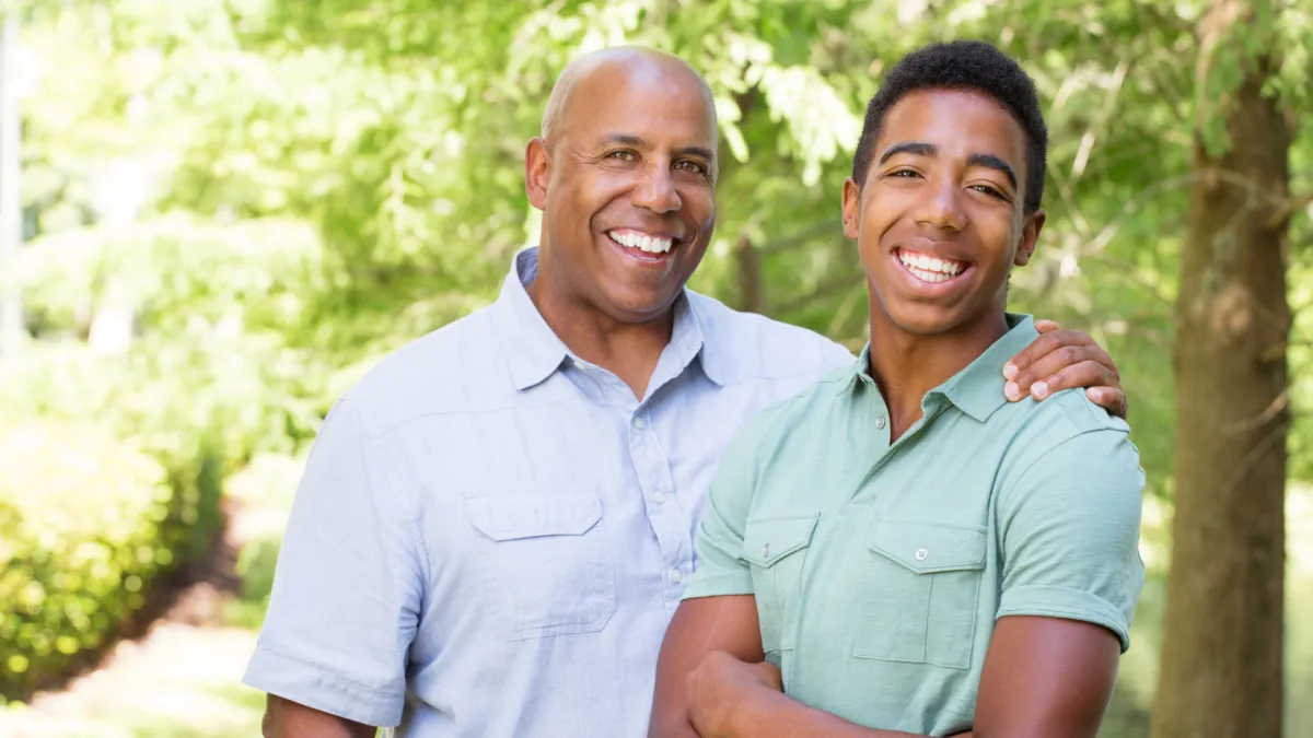 Happy son and father