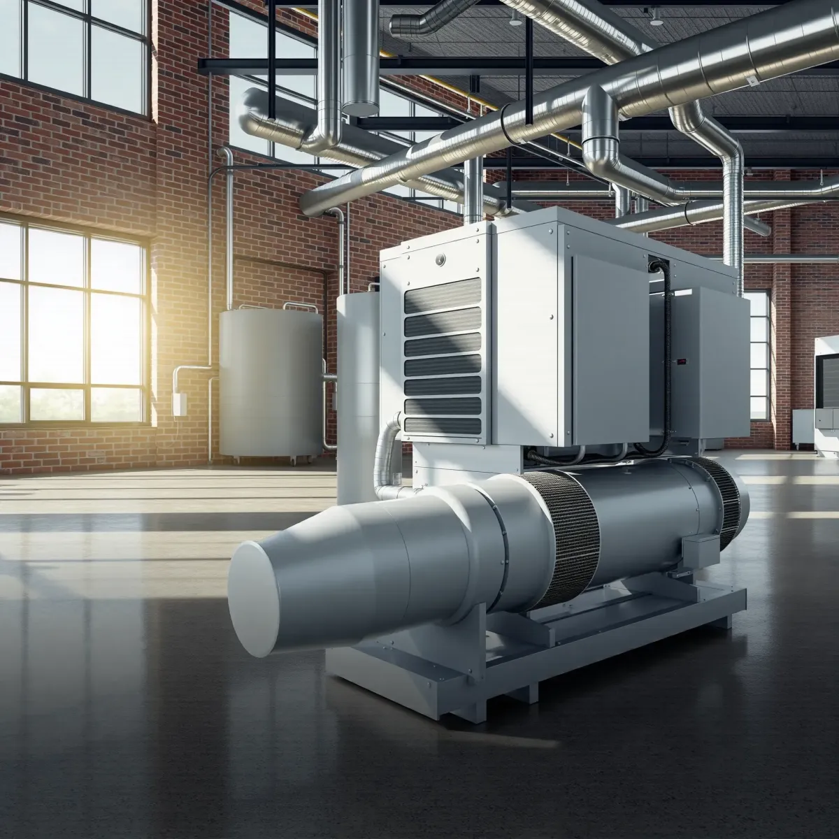 Modern HVAC system in a clean, industrial-style mechanical room in Weatherford, TX, showcasing quality installation and advanced tech.