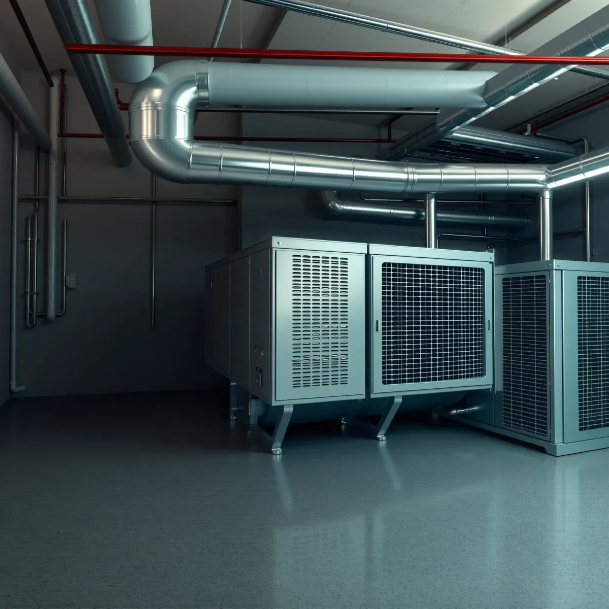 Modern commercial HVAC system installed inside a sleek mechanical room in Weatherford, TX, showcasing precision and quality.