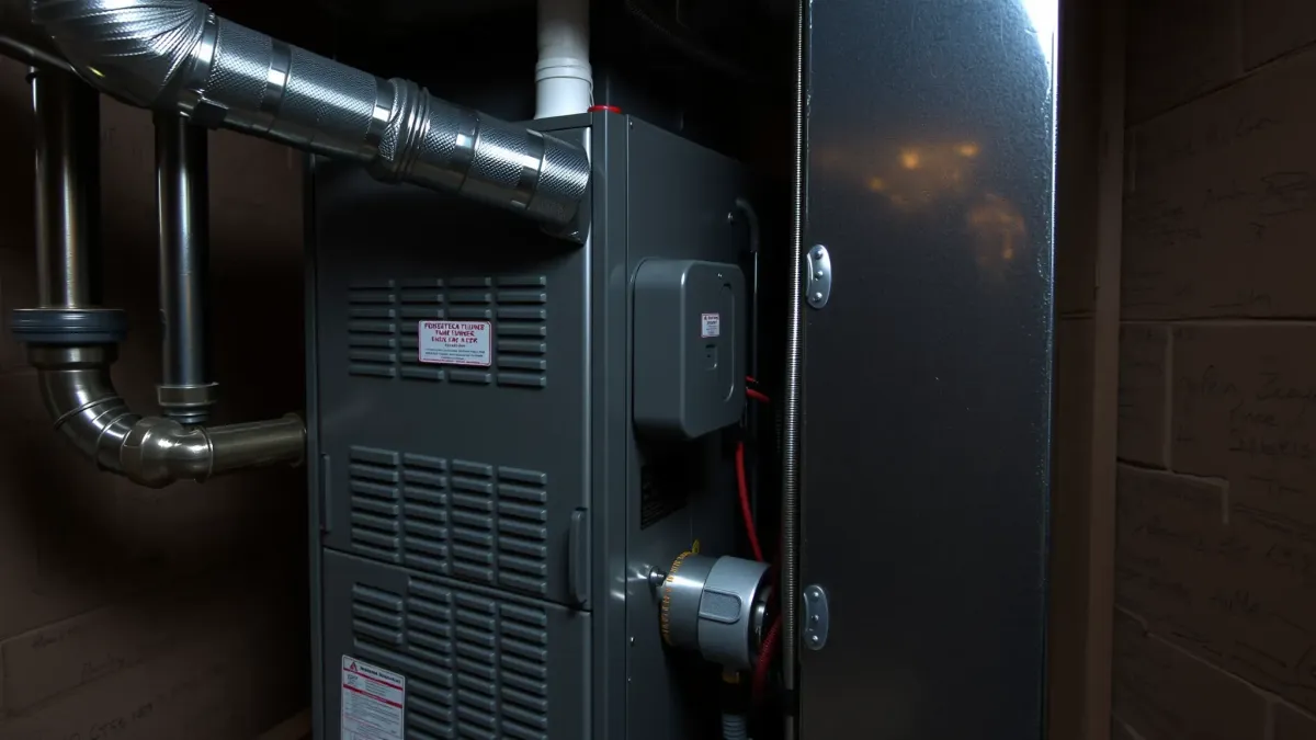 Furnace Tune-Up project in Weatherford, TX, showing a technician inspecting a heating system for optimal performance.