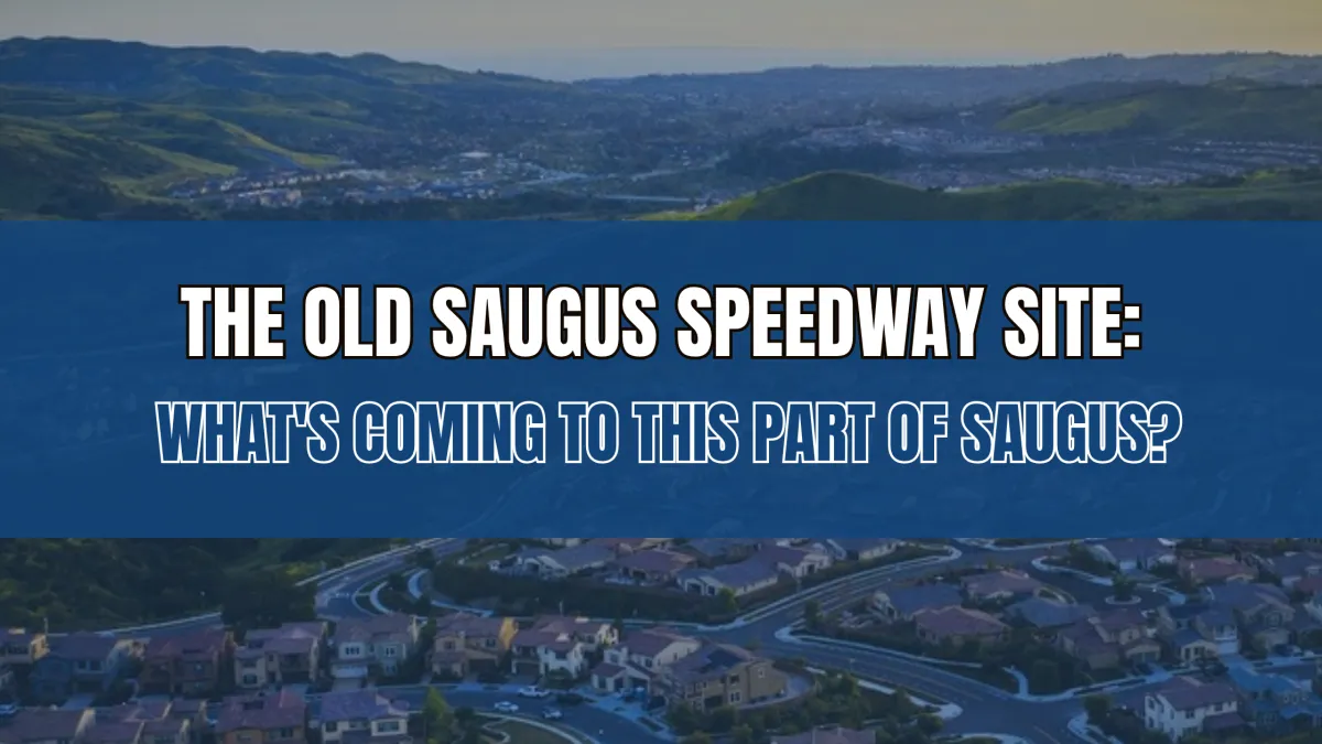 The old Saugus Speedway site in Saugus, Santa Clarita, aerial view of the surrounding hillside neighborhood