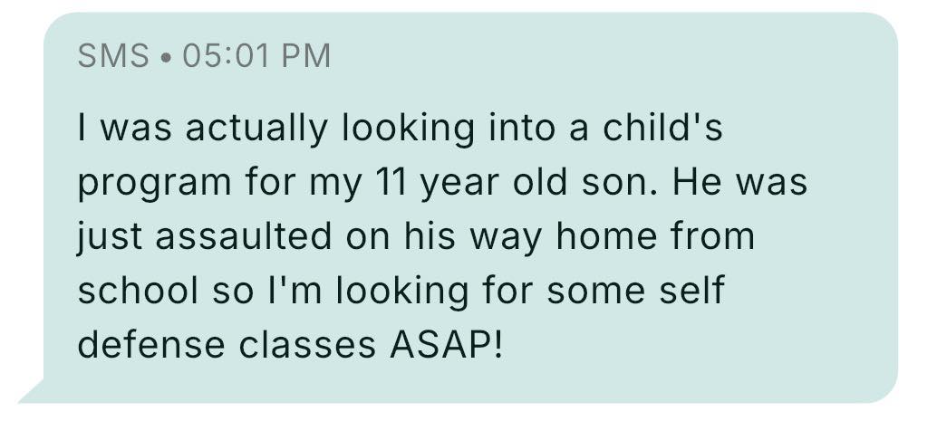 Parents don’t wait until your child is attacked to get them in the gym.