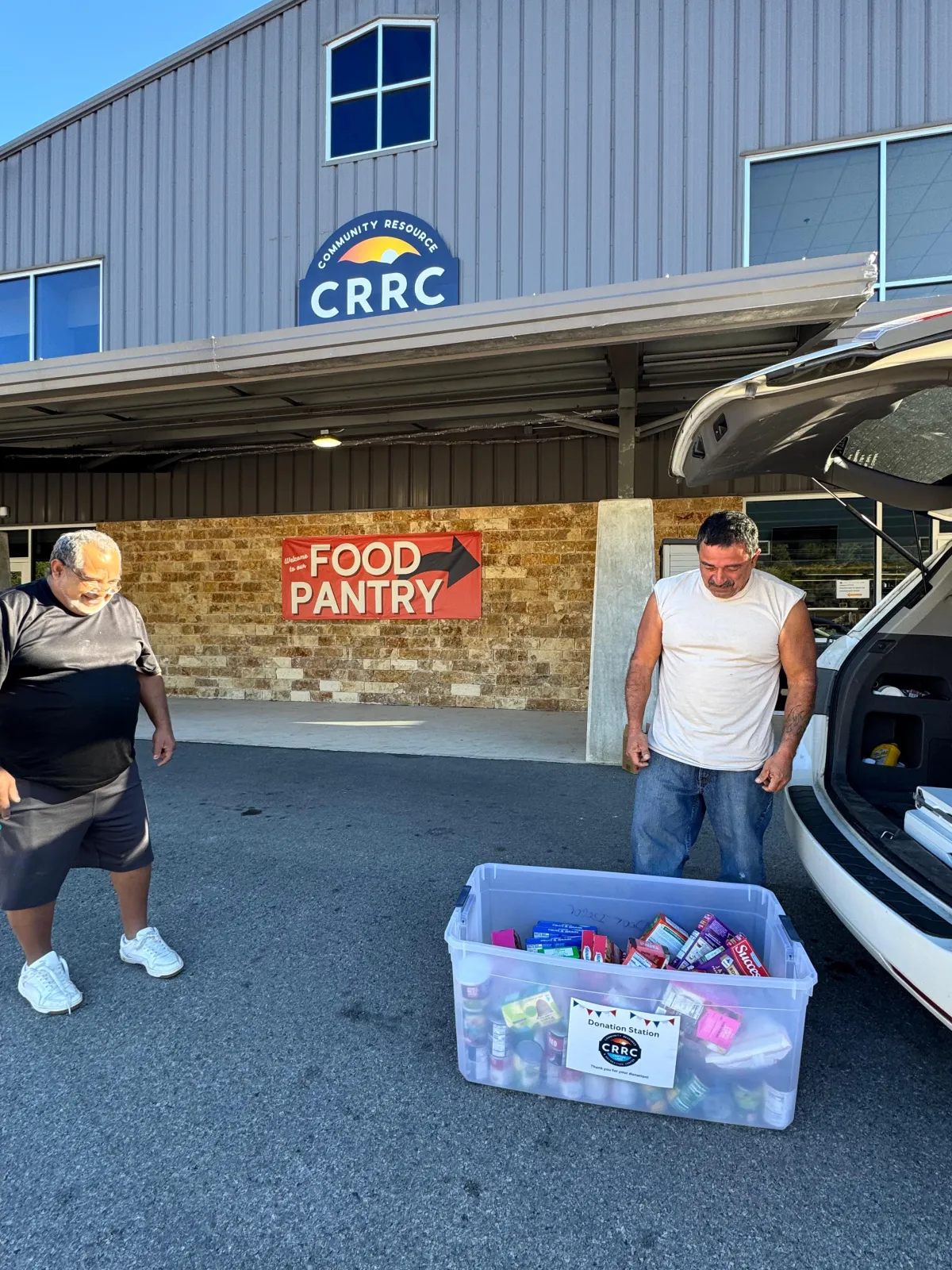 Startz Market Visitors Donation to CRRC Food Drive