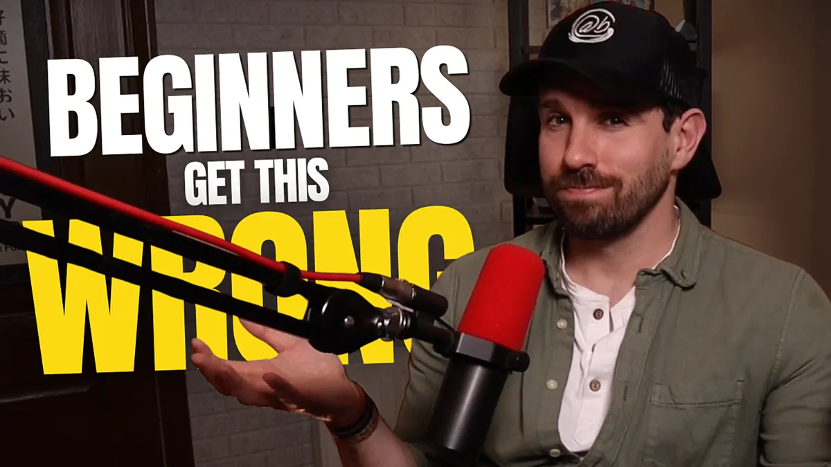 Ash Borland, mortgage broker coach, speaking into a red microphone with text “Beginners Get This Wrong” – highlighting common mistakes new mortgage advisors make and how to build a stable career in mortgage broking.