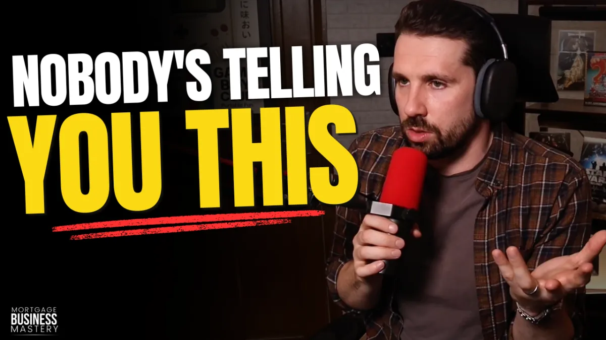 Ash Borland, UK mortgage broker coach, speaking into a microphone with headphones on next to the text "Nobody's Telling You This" — discussing why most mortgage broker coaching programs fail to deliver results and what brokers actually need to build first.