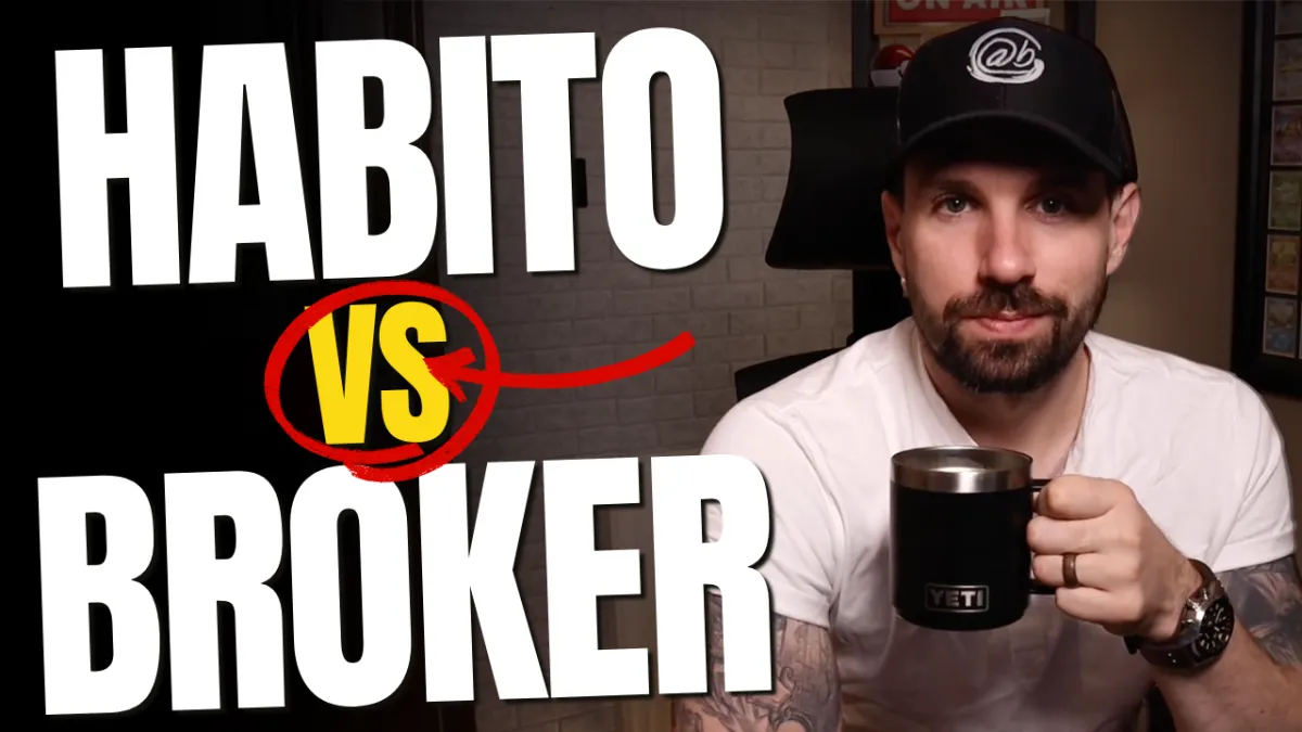Ash Borland, UK mortgage broker coach, holding a coffee mug next to the text "Habito vs Broker" — explaining the honest difference between digital mortgage platforms and a qualified mortgage broker, and how advisors should position their value with confidence.