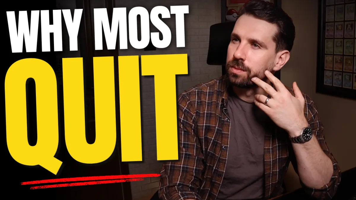 Ash Borland, UK mortgage broker coach, sitting thoughtfully with hand on chin next to the text "Why Most Quit" — the honest explanation of why most people leave the mortgage broker career, the graveyard zone, and the four traits that produce survival.