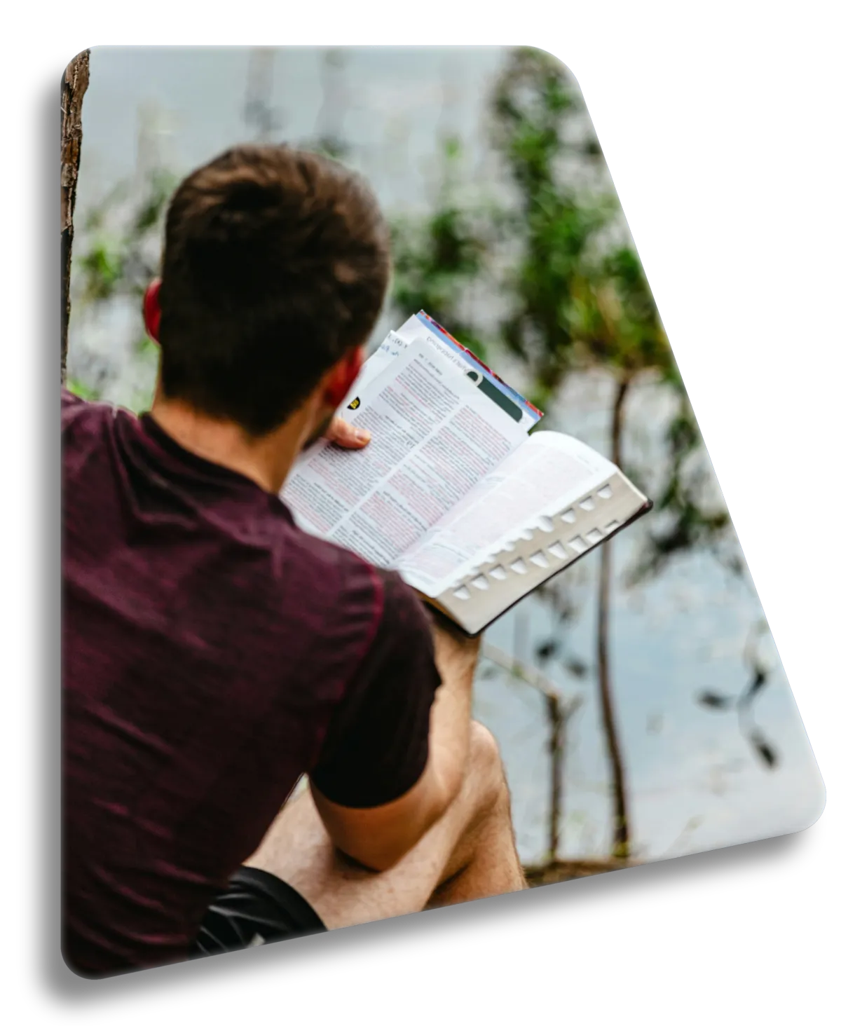 A man reading the bible for spiritual warfare training.