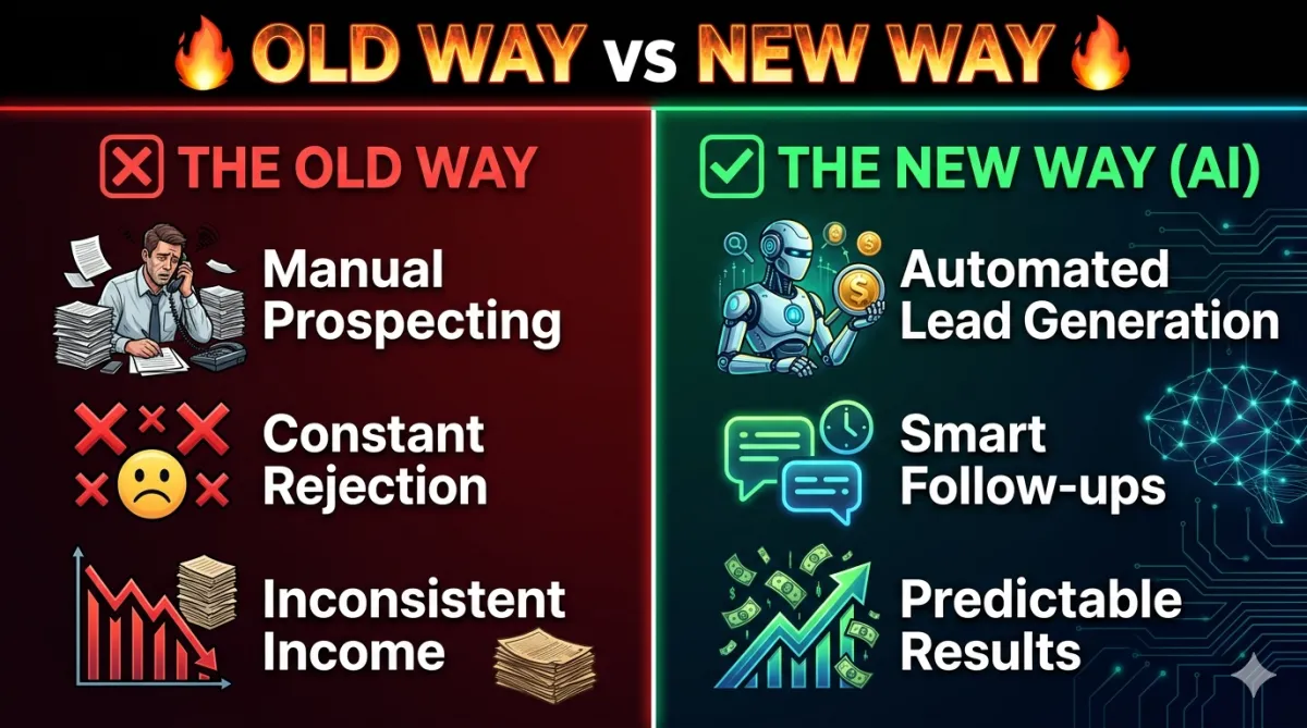 OLD WAY vs NEW WAY' with a fiery