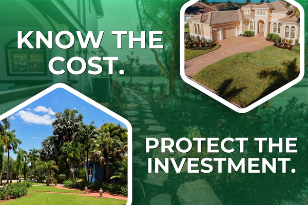 Professional lawn service team maintaining a residential yard in Fort Myers.