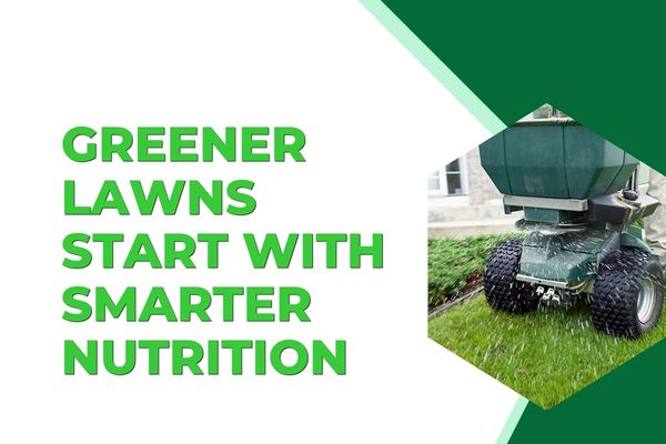 A lawn care technician applying professional fertilizer to a healthy residential lawn in Fort Myers to encourage strong, green grass growth.