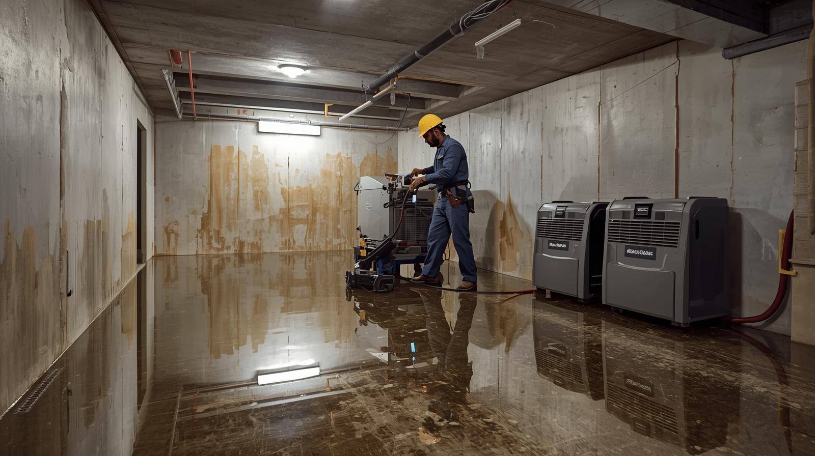 Professional flooded basement cleanup and water extraction service in Los Angeles home