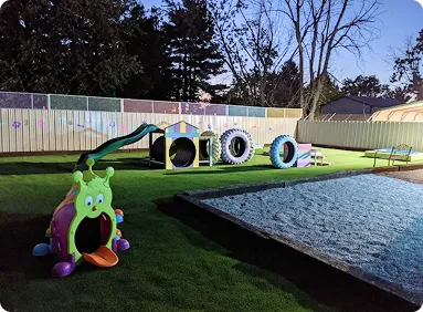 Outdoor play area at All Tails 'R' Waggin'