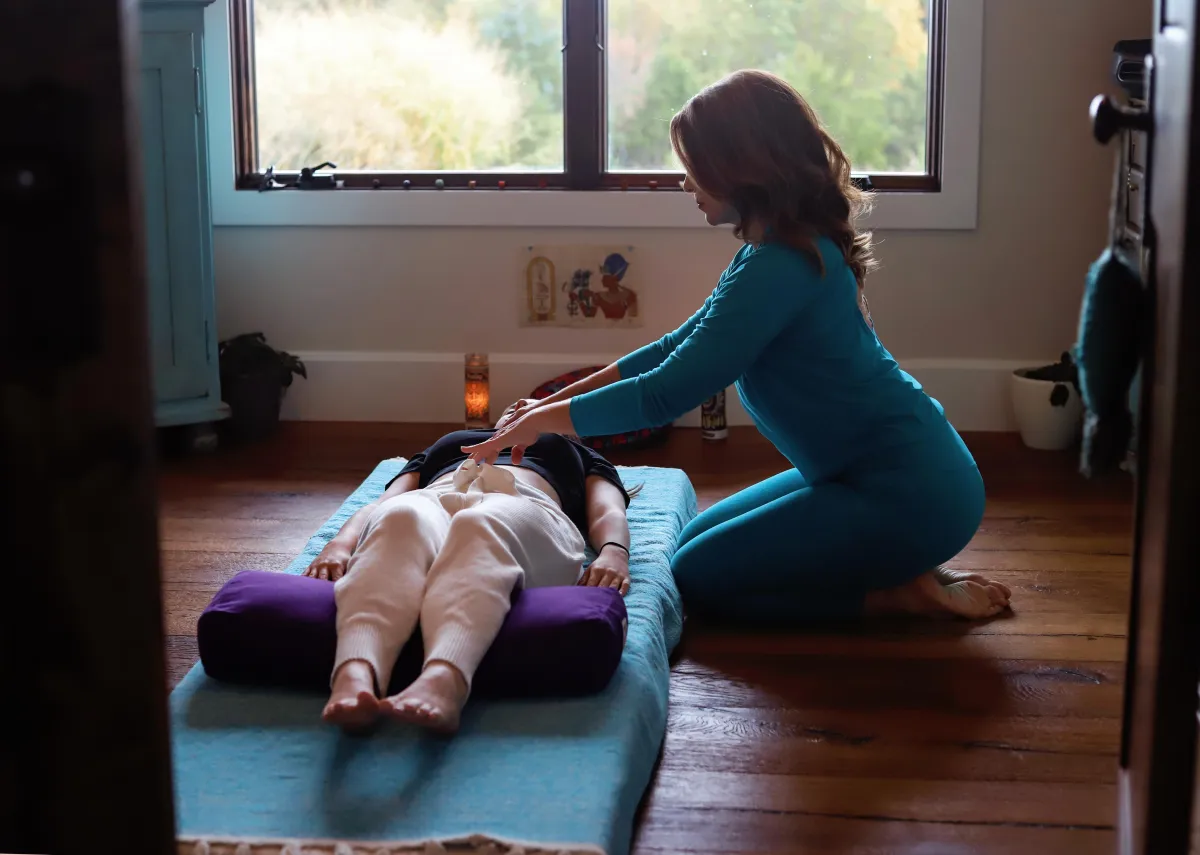 Heather facilitating breathwork