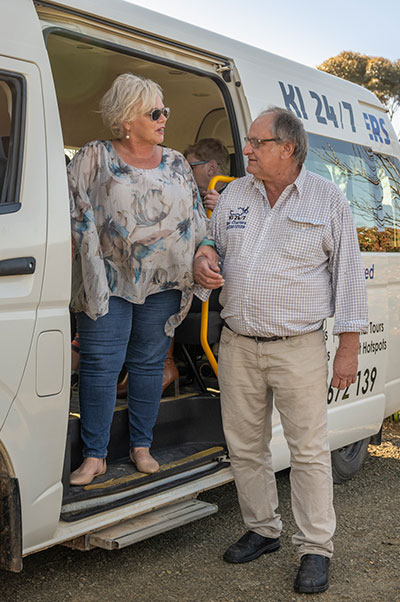 Premium minibus at a Kangaroo Island accommodation drop-off