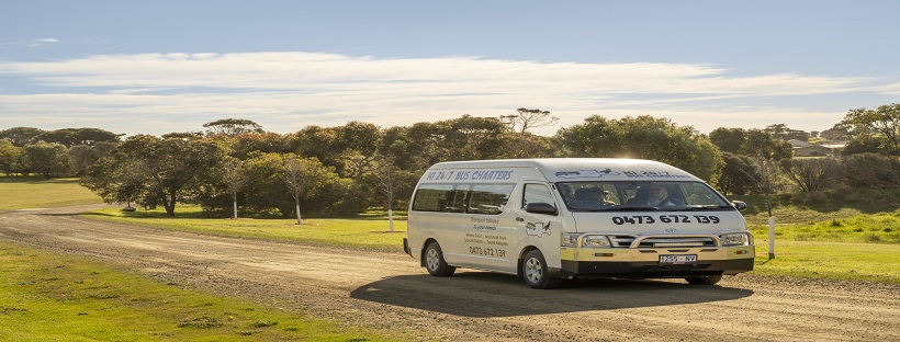 Corporate transport group with minibus at a high-end Kangaroo Island venue