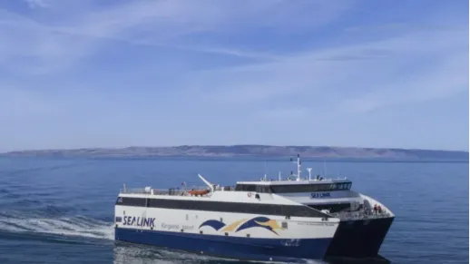 Sealink ferry on water or Penneshaw wharf