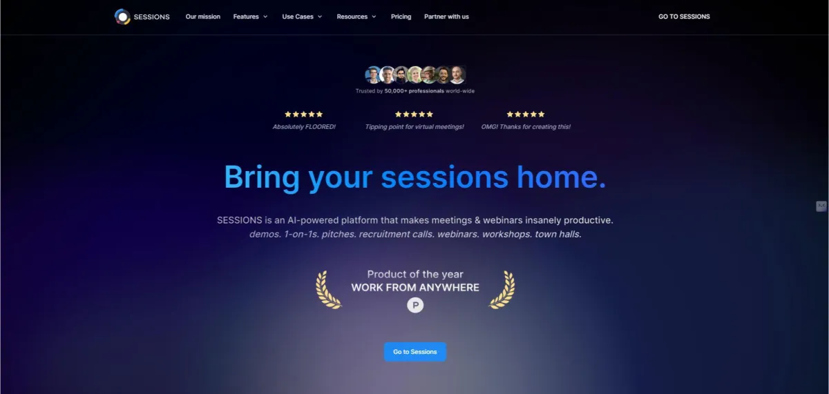 Sessions AI-powered platform enhances productivity for HR, meetings, webinars, demos, and remote work, 