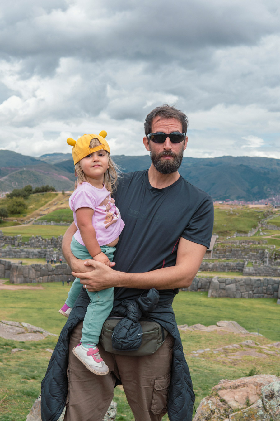 Rodrigo with his daughter above Cusco, Peru