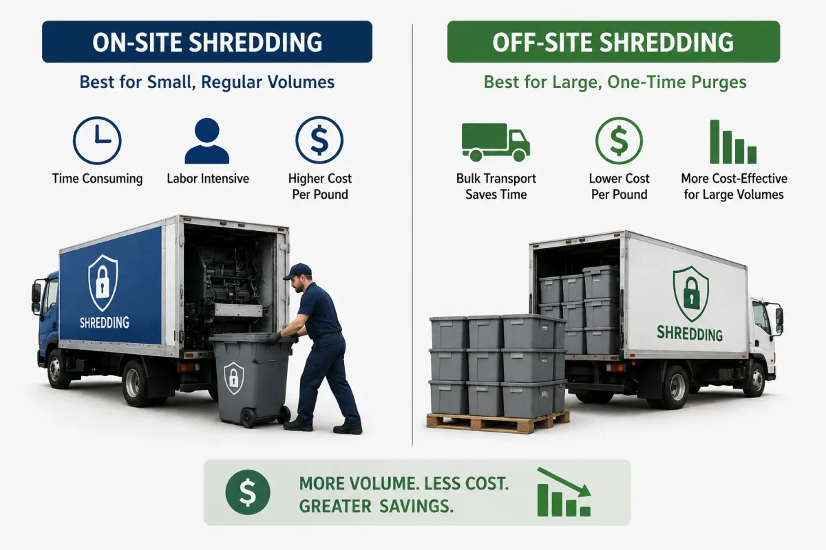 Why Can Off-Site Shredding Cost Less for Large Purges?