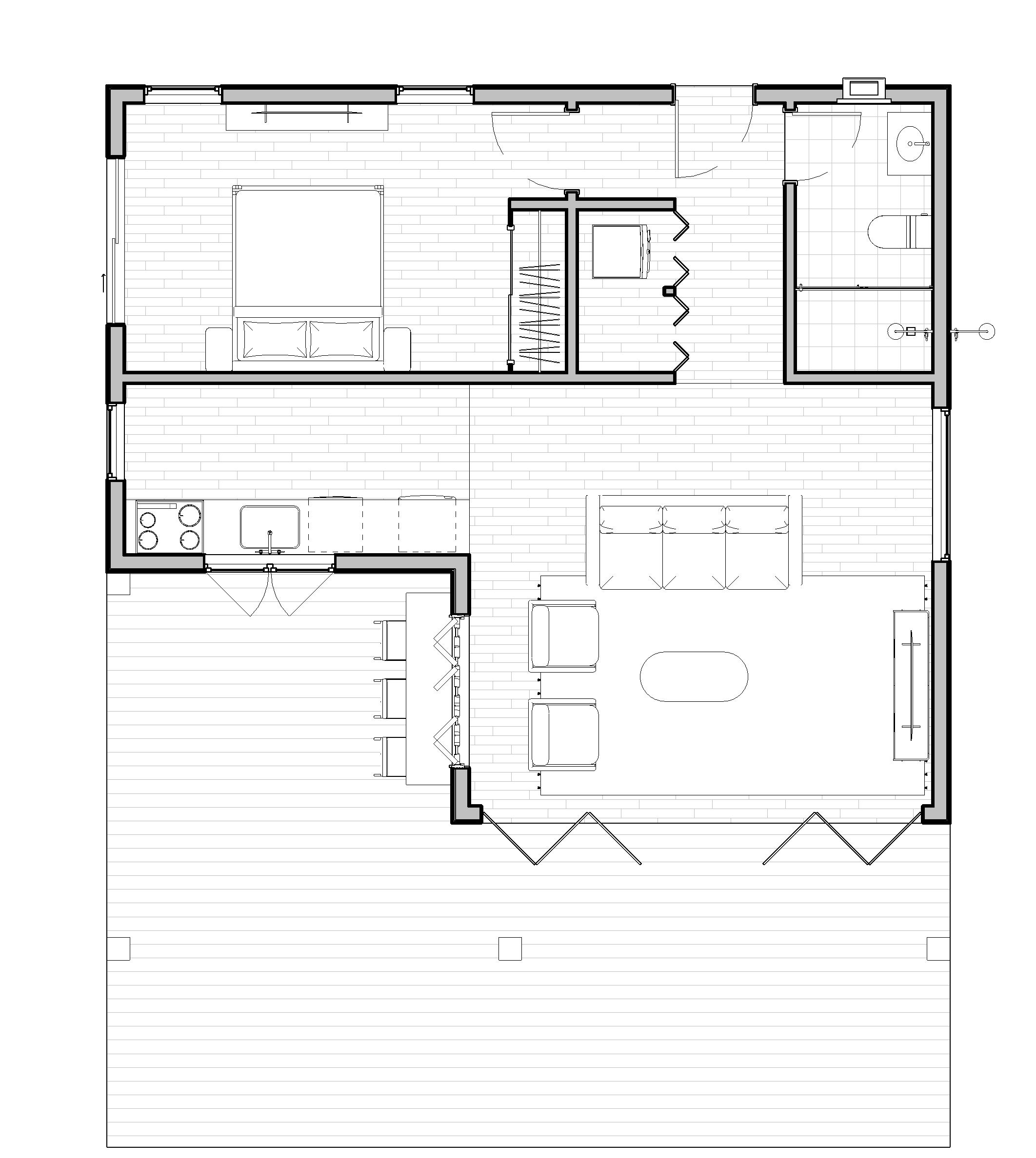 760 sqft 1-Bedroom Tiny Home Floor Plan