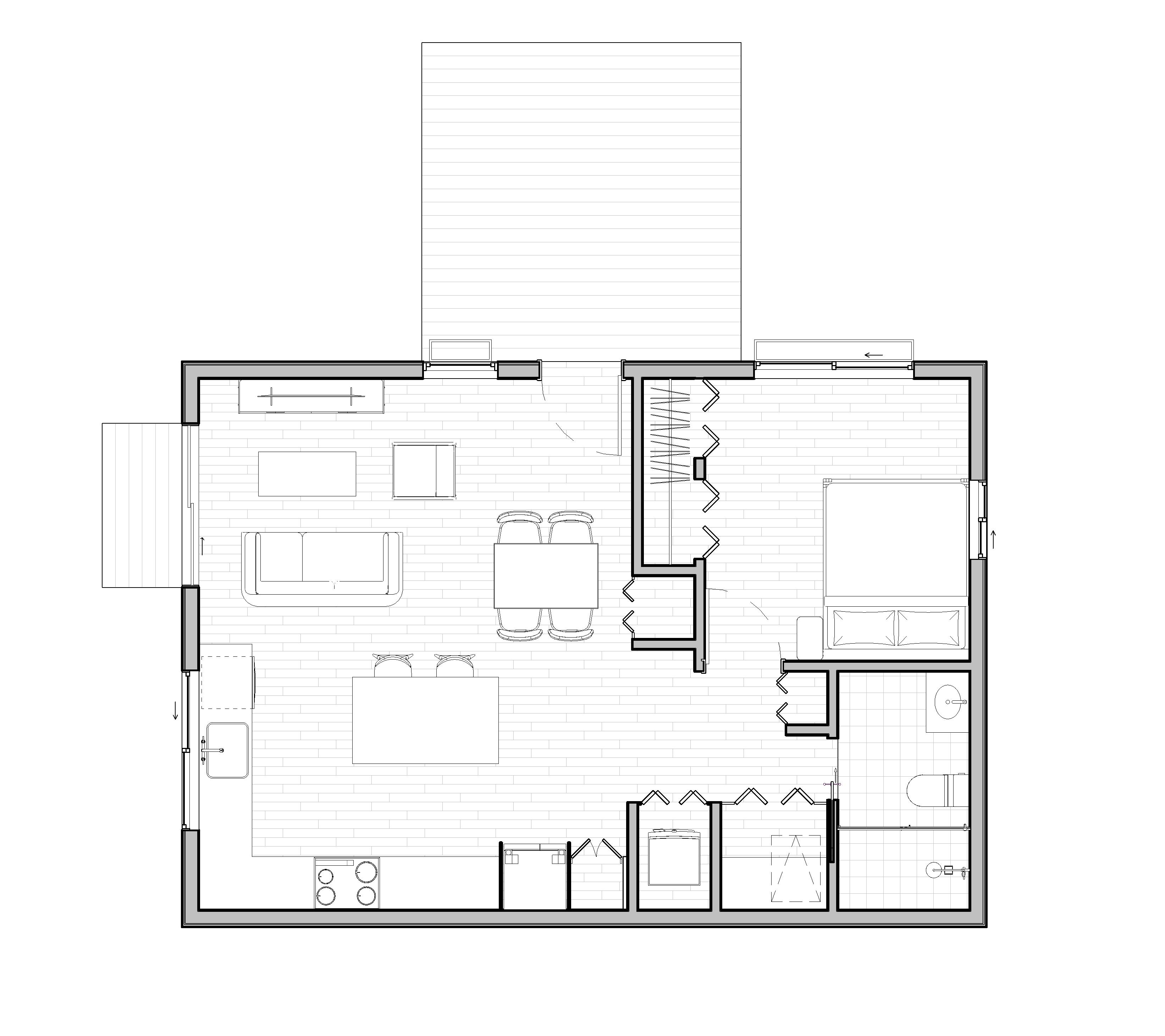 760 sqft 1-Bedroom Tiny Home Floor Plan
