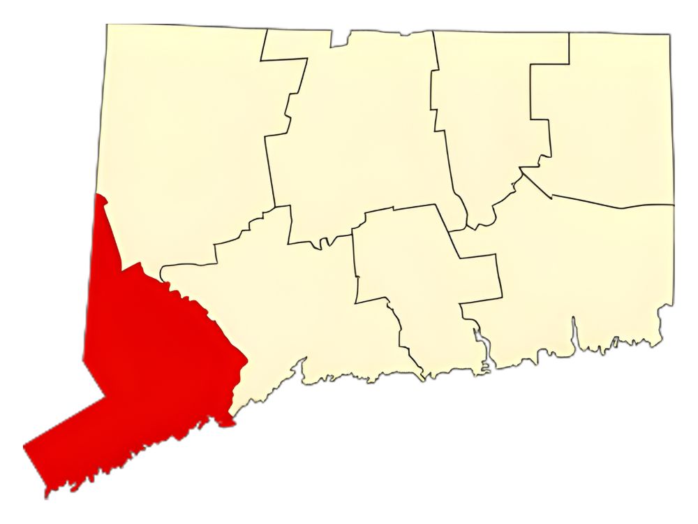 A Map of Fairifeld County in Connecticut