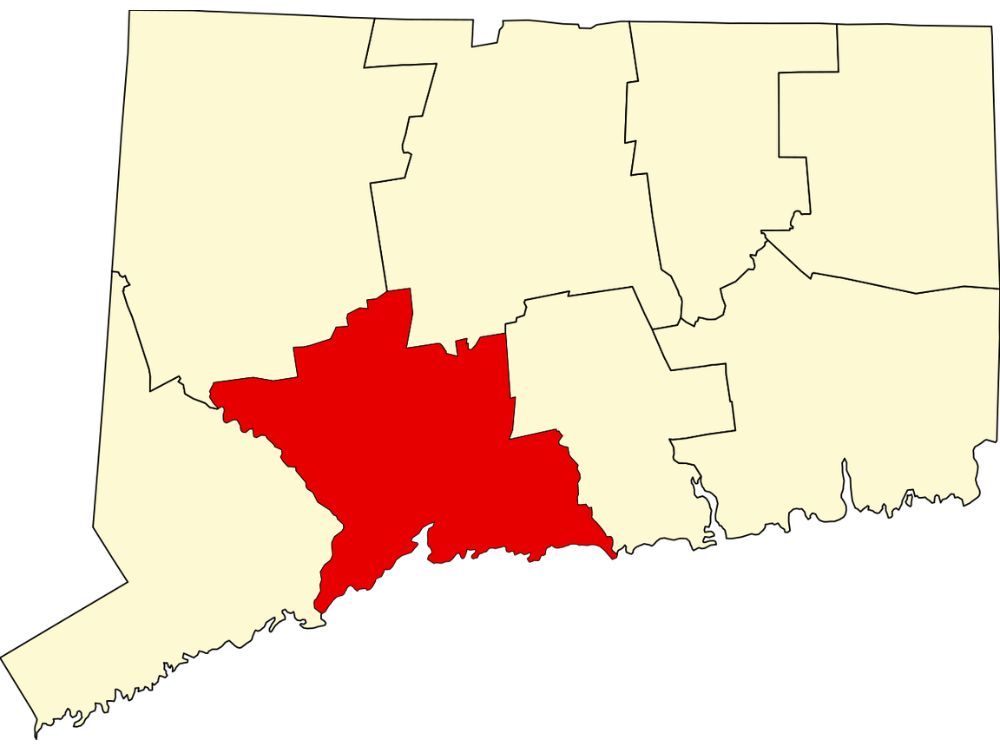 A Map of New Haven County in Connecticut